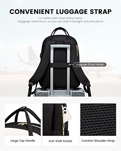 LOVEVOOK Laptop Backpack, Unisex, D-black-beige, 19 x 13.3 x 7.9 in, 1.9 lbs, 30L capacity, 18 pockets, ergonomic shoulder straps, thick EVA foam laptop protection - color: D-black-beige, size: 17-Inch