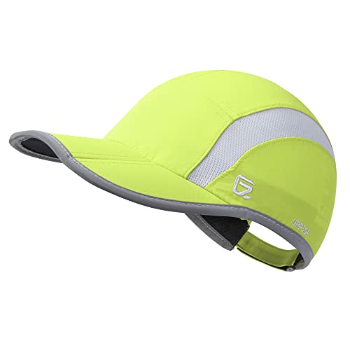 GADIEMKENSD Reflective Folding Outdoor Hat Unstructured Design UPF 50+ Sun Protection Sport Hats for Womens and Mens - color: Bright Green