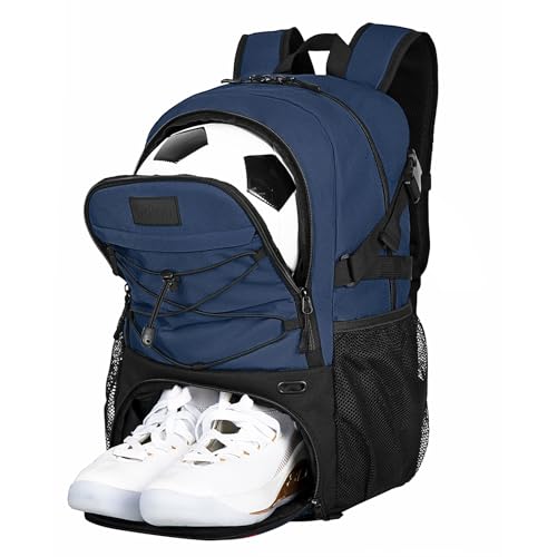 Goloni Soccer Backpack,Basketball Backpack with Ball Compartment & Shoe Compartment,Backpack for Basketball,Soccer - color: Dark Blue