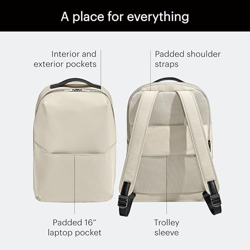 Away The Everywhere Zip Backpack - Personal Item Airline Approved Backpack with 16” Padded Laptop Sleeve, Water Bottle Pocket, Interior and Exterior Pockets - Fits Up to 16-Inch Laptops - Salt White - color: Salt White