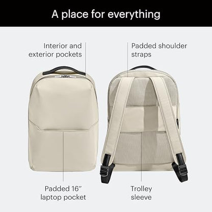 Away The Everywhere Zip Backpack - Personal Item Airline Approved Backpack with 16” Padded Laptop Sleeve, Water Bottle Pocket, Interior and Exterior Pockets - Fits Up to 16-Inch Laptops - Salt White - color: Salt White