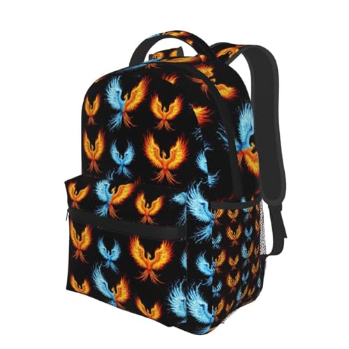 Multi Purpose Gym Backpack Cool Water Ice Fire Flame Bird Black, Casual Daypack with Inner Pocket and Mesh Side Pockets for Sports and Weekend Trips - color: Pattern (260)