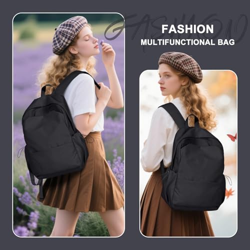 coofay Black Backpack for Women, Small School Backpack for College - size: Standard