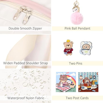 Backpack for Girls with Accessories Laptop Bookbags 16 Inch Kawaii Kids Elementary Middle High School Bag College Travel Daypack Gifts for Teens Women Students (Off-white) - color: Off-white