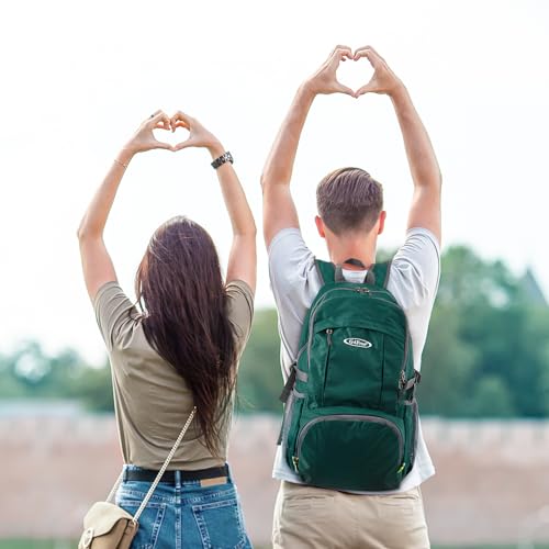 G4Free 40L Lightweight Packable Hiking Backpack, Waterproof Travel Daypack - color: Dark Green
