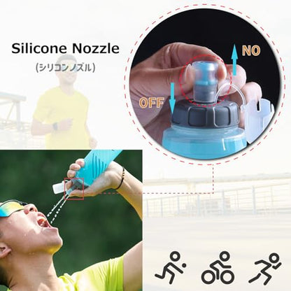 Azarxis TPU Soft Flask Collapsible Water Bottle Running Folding Gel Water Reservoir Handheld for Hydration Pack Hiking Cycling Climbing Jogging Marathon Trail Race - color: #02 Blue - 500 ml - 1-pack