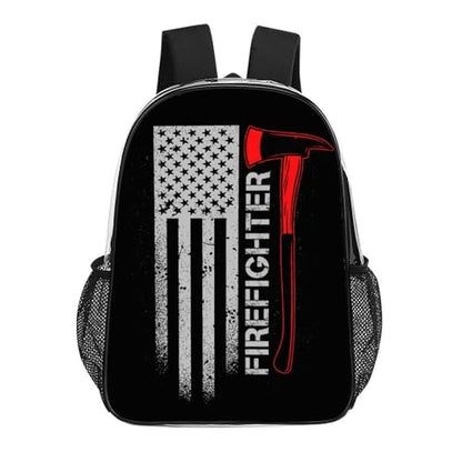 Daypack Backpack Polyester Anti-Theft Multipurpose American Thin Red Line Flag Firefighter Black Bookbag Big Capacity Travel Hiking Camping Rucksack With Smooth Zippers - color: Pattern 204