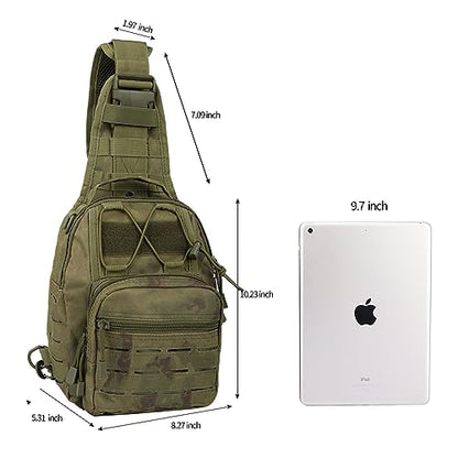 BOMTURN Tactical Backpack-1000D Waterproof Military Backpack/Laser-Cut/CCW Bags Sling Bag Tactical Satchel Shoulder Bag Men - color: Clmc