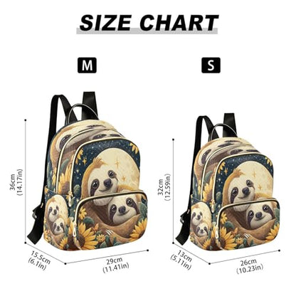 Animal Sloth Sunflower Moon Mini Backpack Purse for Women Shoulder Bag Fashion Daypack Ladies Handbag Lightweight Travel Bag Rucksack - color: Animal Sloth Sunflower Moon, size: Small