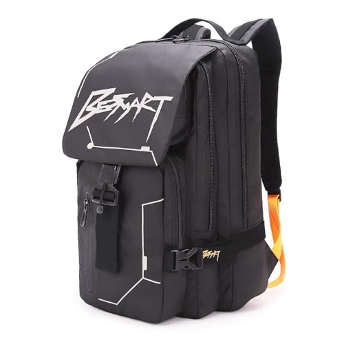 BESMART Hiking Outdoor Travel Backpack with Design, Water-Resistant Laptop Daypack Book Bag with Multi-Layer for Men & Woman (Black) - color: Black
