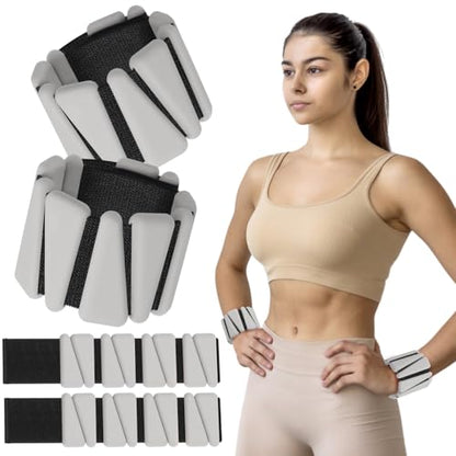 Vinsot Wrist and Ankle Weights for Women Men Set of 4(1 lb Each) adjustable Arm Leg Silicone Weighted Wristbands Bracelets for Pilates Yoga Gym Workout Running Walking Strength Training(Grey) - color: Beige Brown