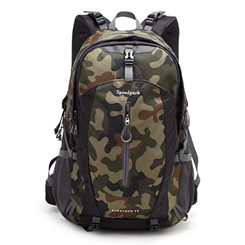 SPEEDPARK Hiking Backpack 40L Waterproof Hiking Daypack with Rain Cover, Outdoor Trekking Travel Backpacks for Men Women - color: Camo