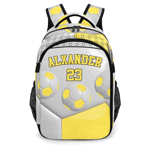 Sport Ball Athlete Player Soccer Yellow Primary Elementary School Bags Middle School Book Bags Dinosaur Bookbags for Preschool Child Grandson - color: Yellow