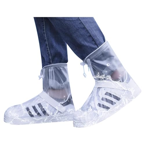 Waterproof Rain Boot Shoe Covers for Men Women, Non-Slip Rain Shoe Covers, Waterproof Overshoe Reusable Foldable Rain Shoe Protectors for Cycling Outdoor Travel - color: White, size: X-Large