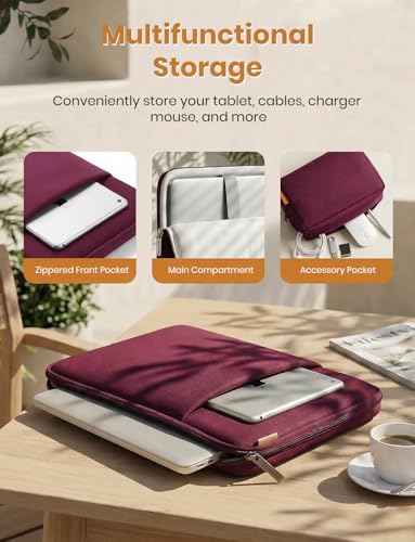DOMISO Laptop Case Laptop Sleeve Cover Compatible with 15 inch MacBook Air M4/A3241 2025, M3/A3114,M2/A2941,15 inch MacBook Pro A1990 A1707,Compatible with Dell XPS 15 Plus with Small Case,Wine - color: Wine, size: 14 inch