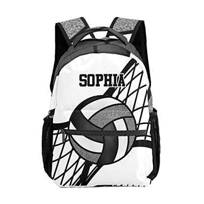 Personalized Custom Volleyball Black White Backpack Lightweight Travel Hiking Causual Bag With Name - color: Design 2