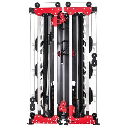 Altas Strength Folding Home Gym Smith Machine with Pulley System Gym Squat Rack Weight Bar Upper Body Strength Training Leg Developer Commercial Fitness Equipment Included Accessories 3107