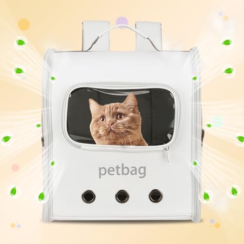 Pet Backpack Carrier, Portable and Ventilated, Oxford Cloth, Dogs Cats and Small Animal Travel Bag 14.17", (White, 1 Pcs), Intended for Hiking/Camping/Traveling - color: White