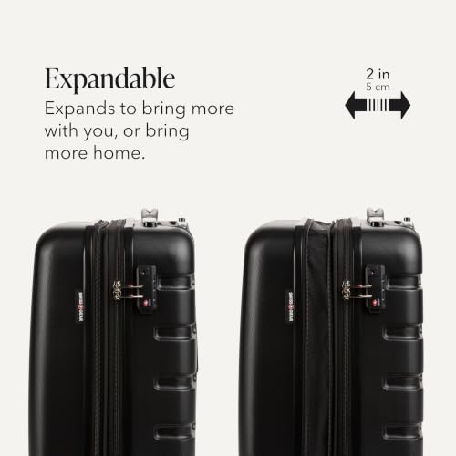 SwissGear 7366 Signature Hardside Expandable Luggage with Spinner Wheels, TSA Lock, Cup-Holder, Black, 2-Piece Set (19/27) - color: Black, size: 2-Piece Set (19/27)
