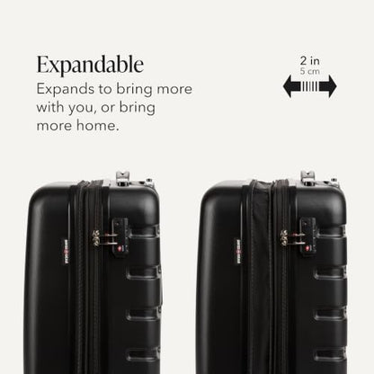SwissGear 7366 Signature Hardside Expandable Luggage with Spinner Wheels, TSA Lock, Cup-Holder, Black, 3-Piece Set (19/23/27) - color: Black, size: 3-Piece Set (19/23/27)