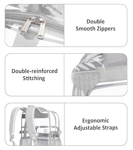 abshoo Big Heavy Duty Clear Backpack for School Girls Boys Transparent Bookbag for Middle High School (Gray) - color: Gray