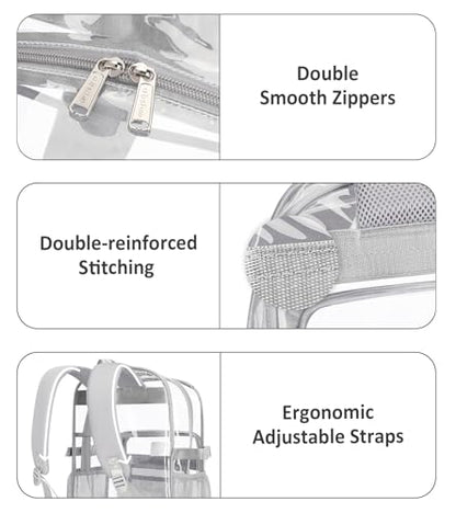 abshoo Big Heavy Duty Clear Backpack for School Girls Boys Transparent Bookbag for Middle High School (Gray) - color: Gray
