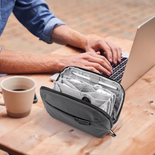 Electronics Cord Organizer Travel Case, Charger Pouch, Tech Accessories Carrying Bag (Dark Grey)