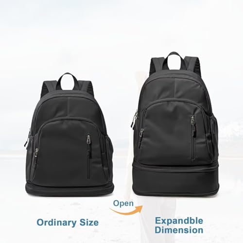 Unisex Lightweight Expandable Gym Backpack with Shoe Compartment, Waterproof Travel Bag for 14" Laptop Grey - color: 01grey