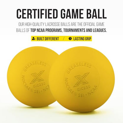PEARL X Greaseless Lacrosse Balls by Guardian Innovations - Official Ball of NCAA Championships - Meets NOCSAE Standards and SEI/NCAA Certified - color: Yellow, size: 10 Pack