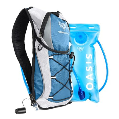 Water Buffalo Hydration Backpack - Lightweight Hydration Pack with 2L Water Bladder - Water Backpack for Hiking, Running, Biking, and Raves - Road Runner 12L Hydropack Backpack - color: Navy Blue