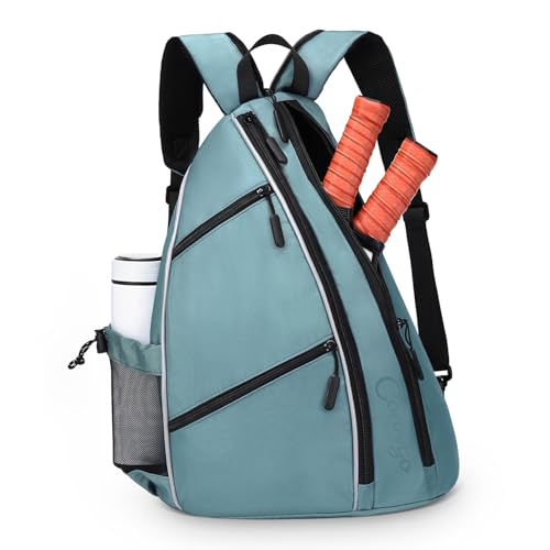 Pickleball Bag for Women Men, Adjustable Pickleball Backpack, 2 in 1 Sports Sling Bag for Pickleball Tennis - color: Blue Grey