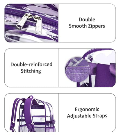 abshoo Big Heavy Duty Clear Backpack for School Girls Transparent Bookbag for Middle High School (Dark Purple) - color: Dark Purple