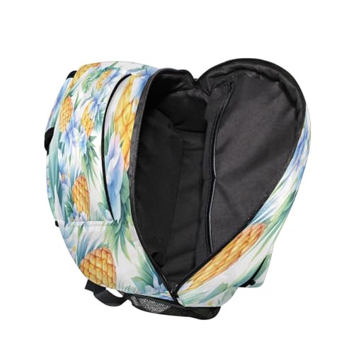 Backpacks for Men and Women Waterproof Laptop Bookbag with Chest Strap Gift Men & Women Sliced Pineapple and Flowers Watercolor - color: Multicolor12