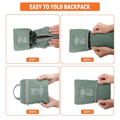 SKYSPER 10L Hiking Backpack, Foldable & Packable Lightweight Daypack for Travel, Collapsible Small Compact Hiking Backpack for Women & Men, Green - color: Green