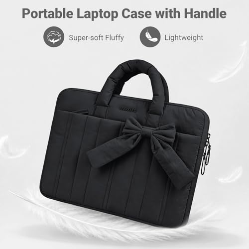 MOSISO Laptop Case 16 inch, 15-15.6 inch Puffy Laptop Sleeve Compatible with MacBook Pro 16 M5 M4 M3 M2 M1, HP Acer Dell Lenovo ASUS Notebook, Rectangle Quilted Carrying Bag with Bow&Handle, Black - color: Black, size: 16 inch