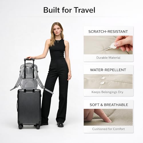 Travel Backpack, Expandable Large Capacity Business Work, Water Repellent Carry On Daypack with USB Charging Port, Fit 17 Inch Laptop, Bag for Men and Women, Beige - color: Beige