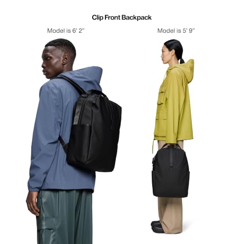 RAINS Clip Front Backpack - Waterproof Slim Travel Laptop Bag, 5.5 Gallon - color: Dark Grey