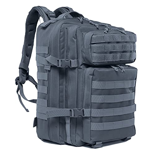 45L Military Tactical Backpack Hiking Backpacks Tactical Gear Camo Back Pack Army Molle Bag Rucksack Fitness Daypack - color: Grey