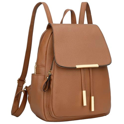KKXIU Trendy Leather Backpack Purse for Women and Ladies Shoulder Travel Daypacks Bags (A-Brown) - color: A-brown, style: Backpack