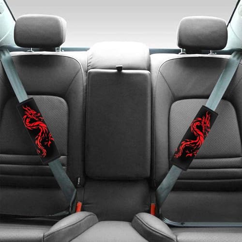 Forchrinse Red Dragon Car Seat Belt Cover Pads,Soft Seatbelt Shoulder Pads 2 Pack, Safety Belt Strap Pad Protector for Adults and Children - color: Red Dragon