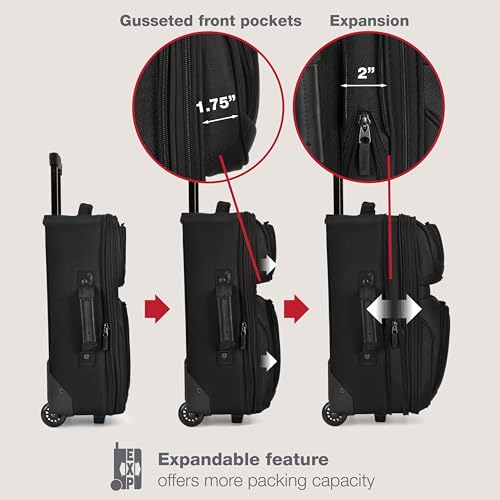 U.S. Traveler Rio Lightweight Softside Rolling Carry-on Suitcase, 2-Wheel Set, Black - color: Black, size: 21"/14"