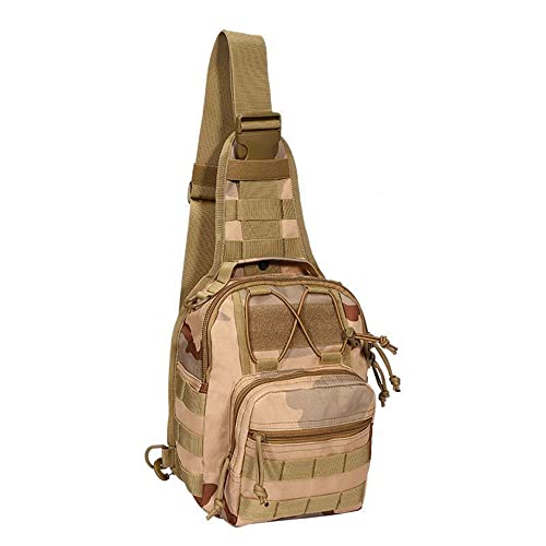 Outdoor Sports Hiking Sling Bag Shoulder Pack Camouflage Tactical Molle Combat Chest Bag - color: 3 Color Desert