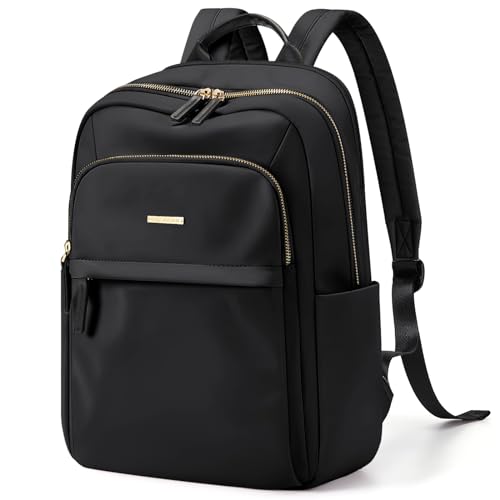 Laptop Backpack for Women Travel Work Commute Casual Daypack Backpack Purse Computer Bags Fit 14 Inch Notebook (Black) - color: Regular-black, size: 14 Inch