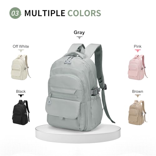 Aesthetic Daypack Backpack, Water-Resistant 15.6" Laptop Backpack for Women and Men, Featuring Touch-Fastener and Anti-Theft Pockets (Gray) - color: Gray