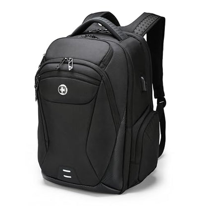 Swissdigital Design Men's Laptop Backpack for College and Business Travel with Integrated USB Charging Port and RFID Protection, fits Laptops up to 15.6-Inch, Black | SD1695-01 - color: Black