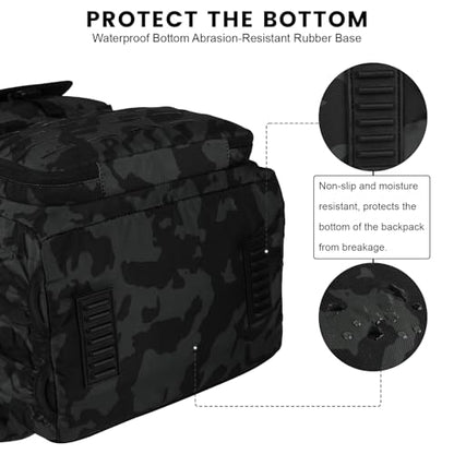 Hp hope Fishing Backpack with Rod Holders & Cooler, 40L Fishing Tackle Bag Fishing Tackle Storage Backpack Fishing Gear for Camping, Black Camo - color: Black Camo