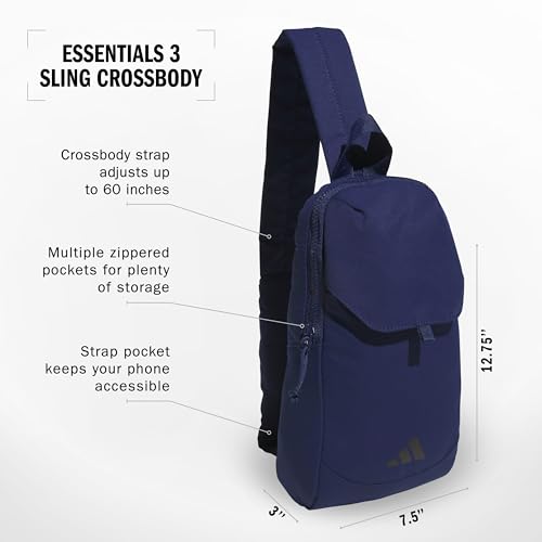 adidas Essentials 3 Crossbody – Sling Bag with Phone Pocket - color: Dark Blue
