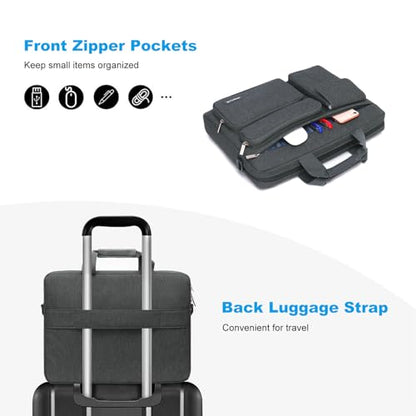 MOSISO Laptop Shoulder Bag 15.6 inch, 15-15.6 inch Computer Bag Compatible with MacBook Pro 16 inch, HP, Dell, Lenovo, Notebook with 2 Raised&1 Flapover&1 Horizontal Pocket&Handle&Belt, Charcoal Gray - color: Charcoal Gray, size: 16 inch