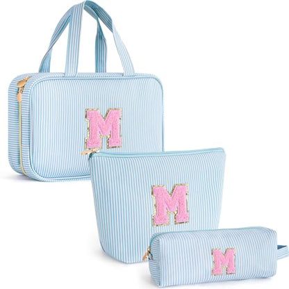 Gifts for Teen Girls Women - Personalized Toiletry Bag Initial Makeup Bag | Travel Cosmetic Bag | 8 9 10 11 12 13 14 15 16 Years Old Girl Gift Trendy Stuff - Blue M - color: Blue, style: M