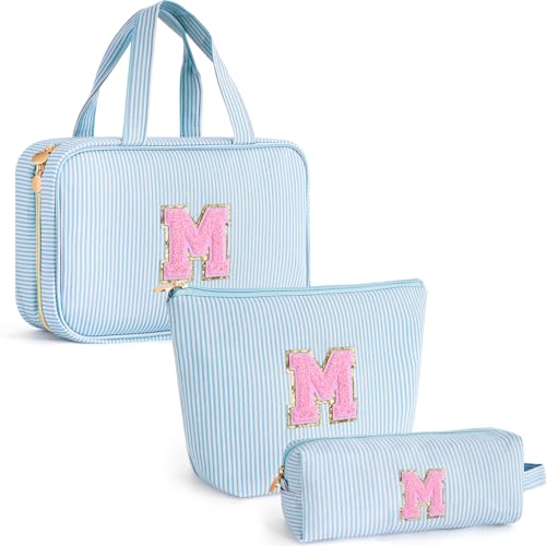 Gifts for Teen Girls Women - Personalized Toiletry Bag Initial Makeup Bag | Travel Cosmetic Bag | 8 9 10 11 12 13 14 15 16 Years Old Girl Gift Trendy Stuff - Blue M - color: Blue, style: M